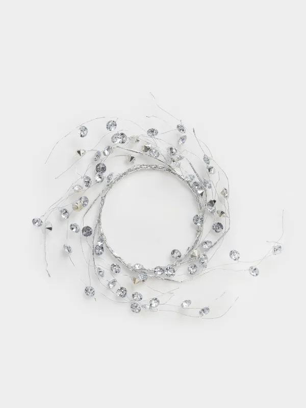 Венок для свечи, 9/16 см, пластик/металл, серебристый, Кристаллы, Crystal decor, image-0
