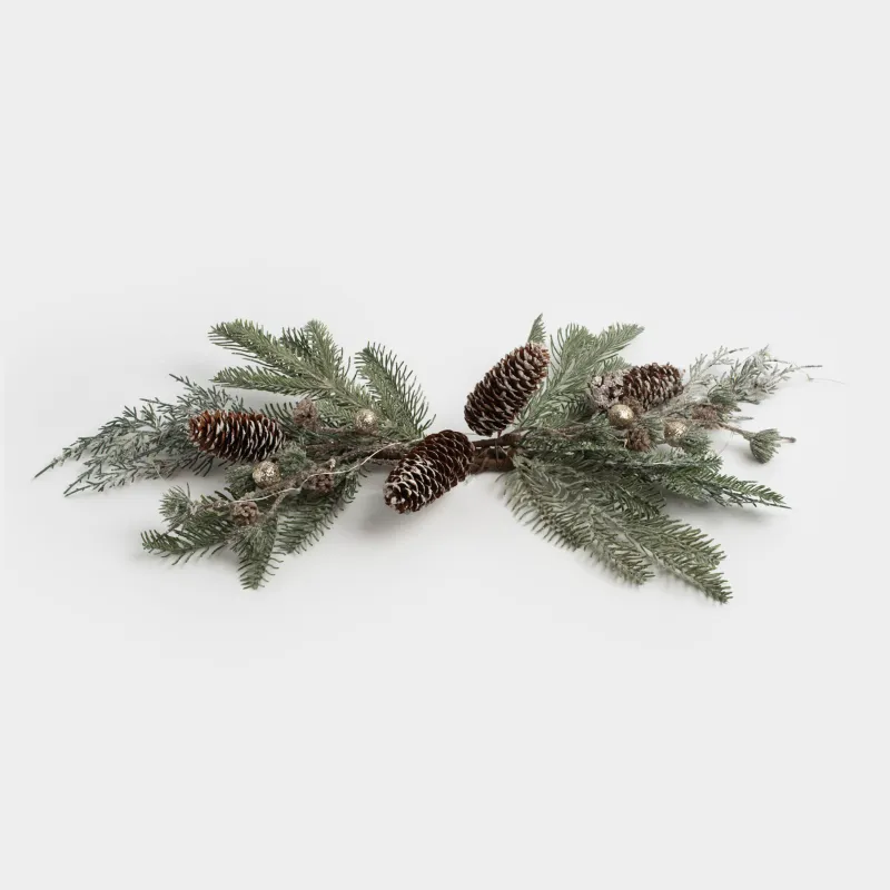 Композиция декоративная, 60 см, с подсветкой, пластик, Ягоды шампань и шишки, Conifer champagne