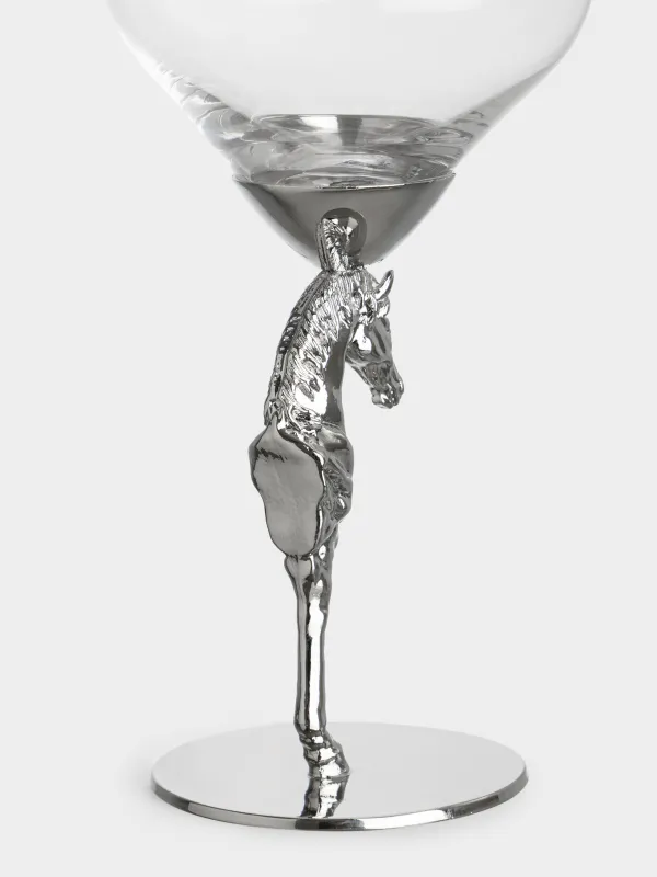 Бокал для вина, 500 мл, стекло/металл, Серебристая лошадь, Elegant horse, image-1