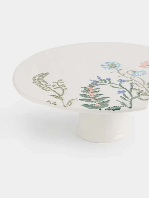 Блюдо на ножке, 26х10 см, Луговые цветы на кракелюре, Floral meadow, image-2