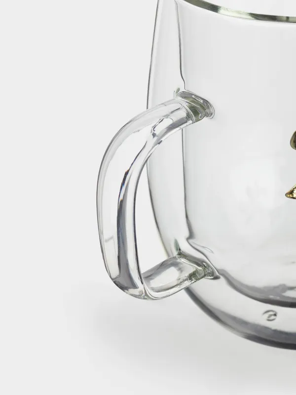 Кружка, 350 мл, стекло Б/металл, Золотистые цветы, Air decor, image-6