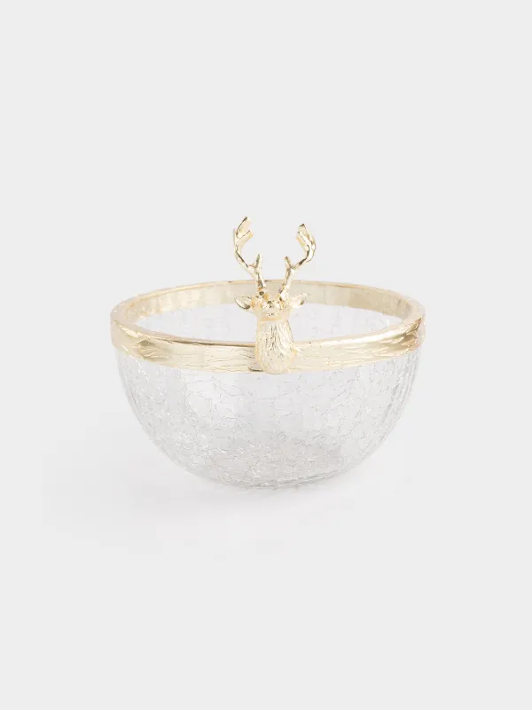 Пиала, 14х17 см, стекло/металл, золотистая, Олень, Arctic deer, image-0