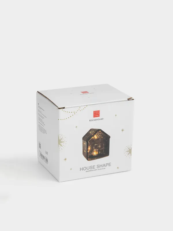 Светильник декоративный, 12х12 см, стекло, коричневый, Дом, House shape, image-6