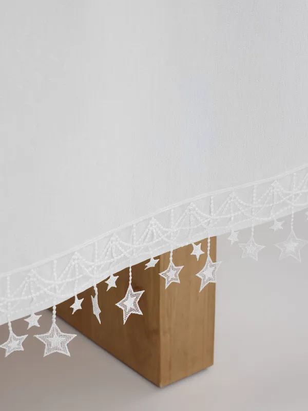 Скатерть, 170х250 см, с кружевом, полиэстер, белая, Звезды, Stars framed, image-4