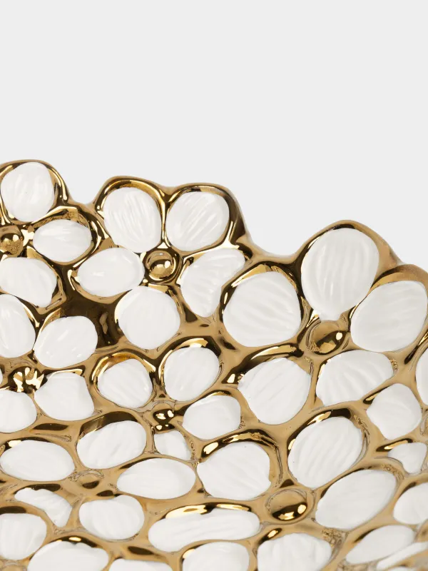 Блюдо, 20х6 см, керамика D, бело-золотистое, Цветы, Bloome, image-3