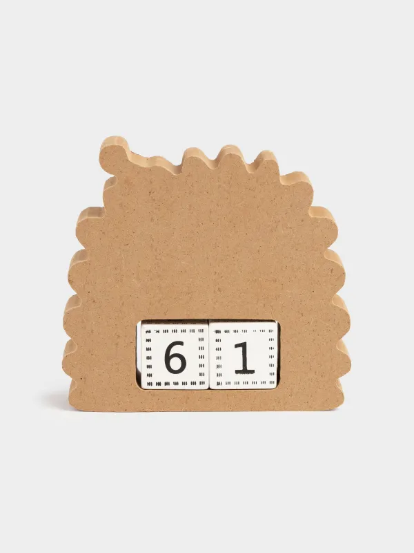 Календарь настольный, 10 см, с кубиками, дерево, Ежик в колпаке, Figure wood, image-3
