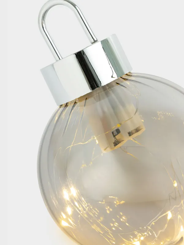 Статуэтка с подсветкой, 15 см, стекло/пластик, серая, Елочный шар, Silver style, image-1