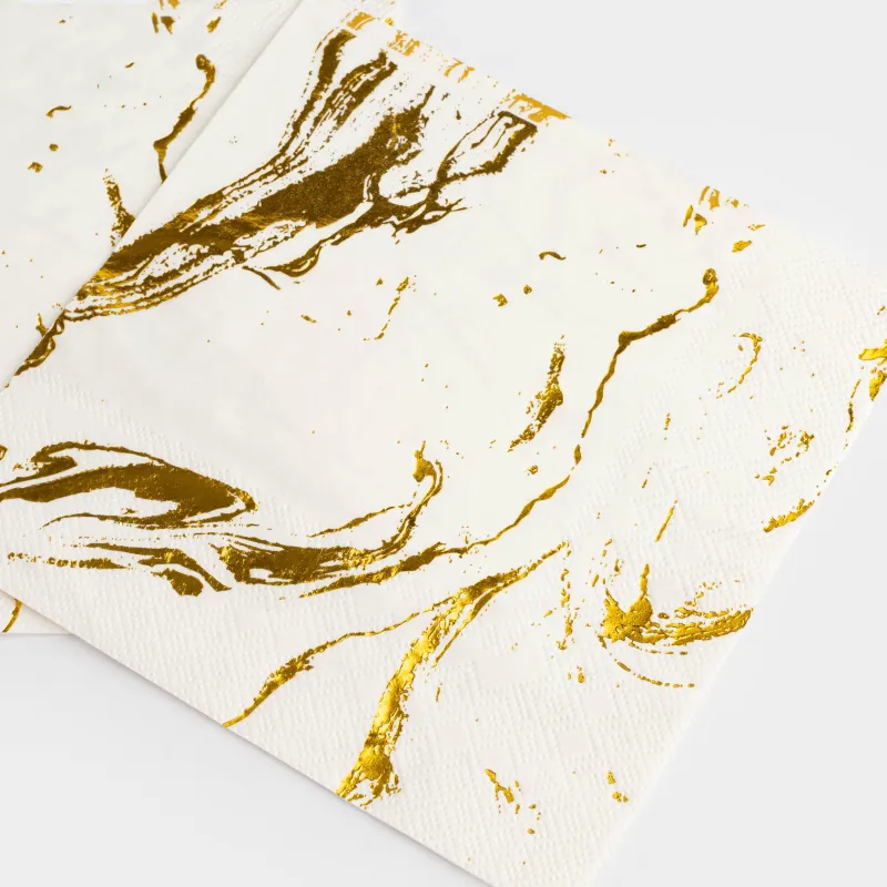 Салфетки бумажные, 33х33 см, 20 шт, квадратные, белые, Золотистый мрамор, Maniera, image-4