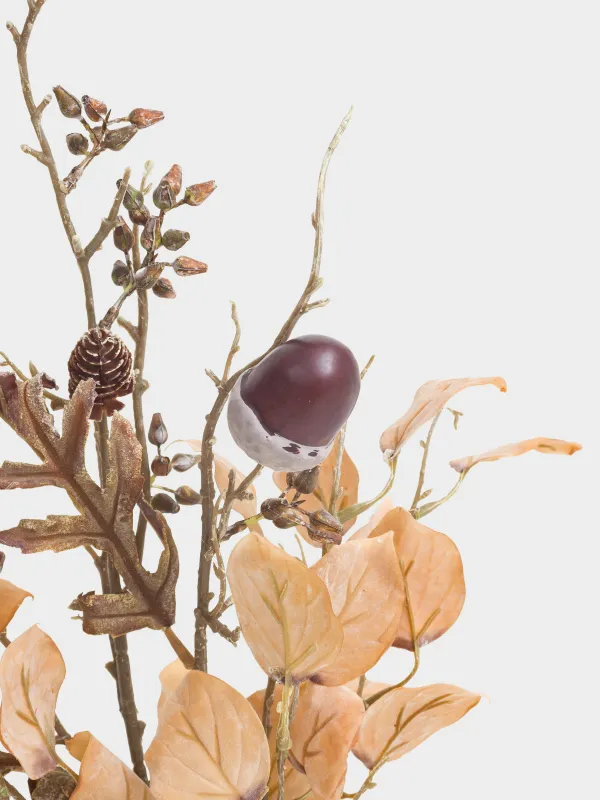 Ветка декоративная, 55 см, полиэстер/пластик, Листья с шишками, Autumn fusion, image-2