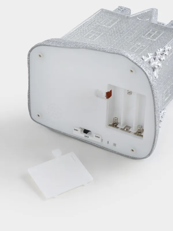 Снежный фонарь, 24 см, с подсветкой, пластик, серебристый, Сияющий дом с елками, Silver style, image-3