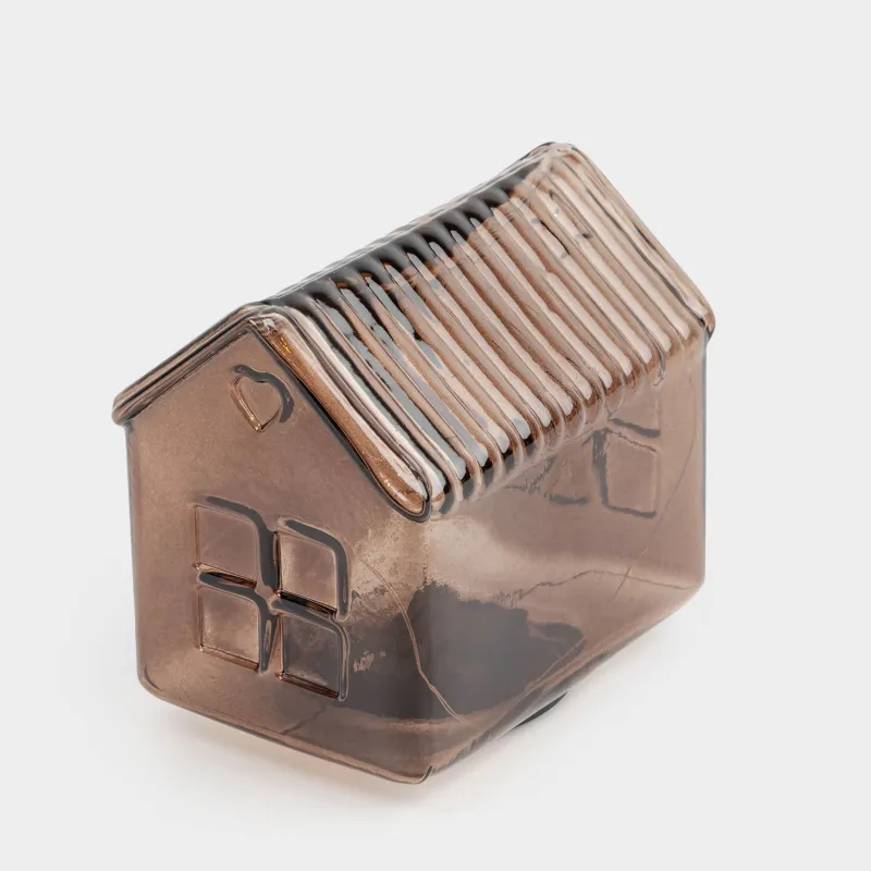 Светильник декоративный, 12х12 см, стекло, коричневый, Дом, House shape