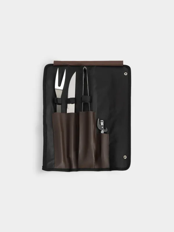 Набор для барбекю, 4 пр, в кожаном чехле, сталь/экокожа, BBQ, image-5