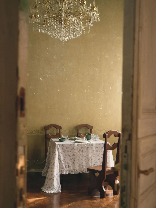 Скатерть, 160х160 см, с рюшами, Синие цветы, Blue flowers, image-13