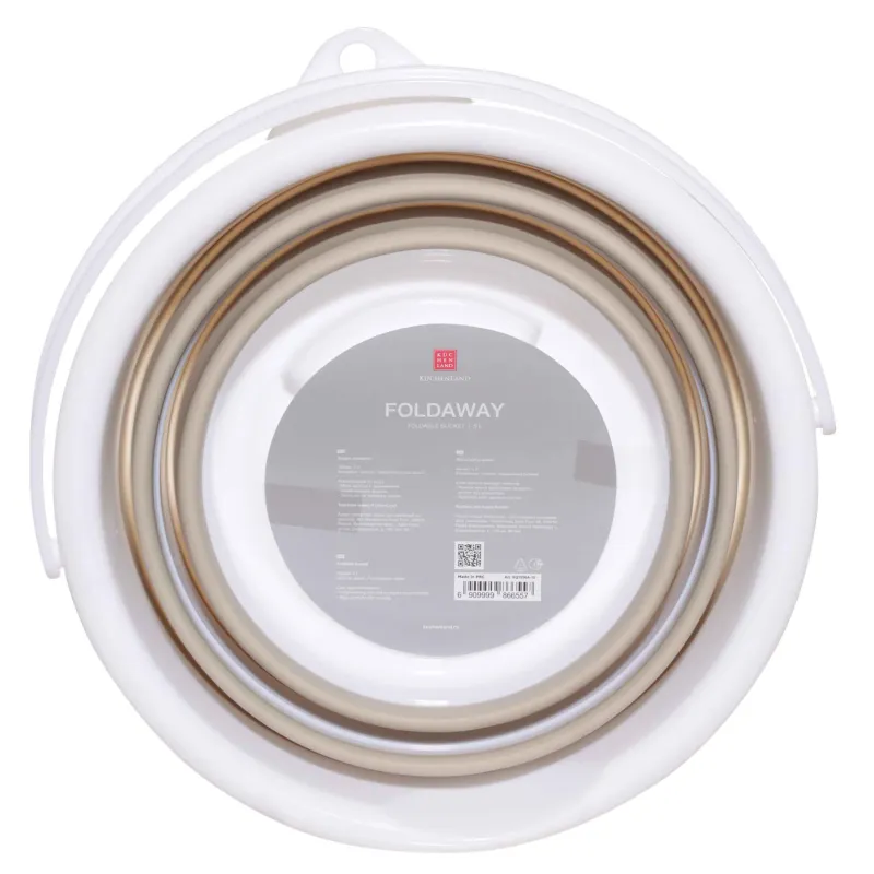 Ведро складное, 5 л, пластик/резина, серо-бежевое, Foldaway, image-3