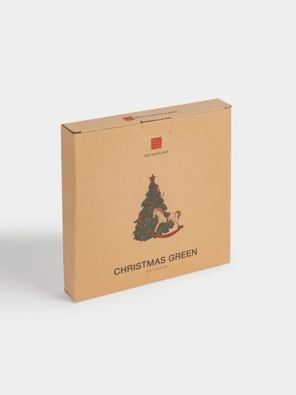 Блюдо, 22х22 см, керамика, квадратное, Лошадка с елкой, Сhristmas green, image-6