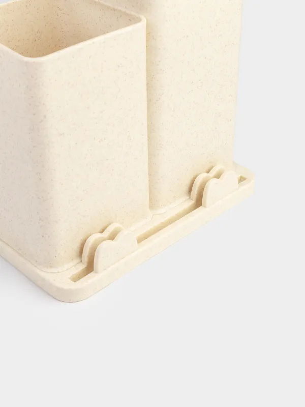 Подставка для ножей и кухонных принадлежностей, 23 см, 2 отд, пластик, молочная, Speck-light, image-3