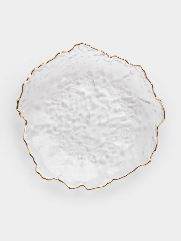 Блюдо, 25 см, стекло, с золотистым кантом, Nautilus gold, image-1