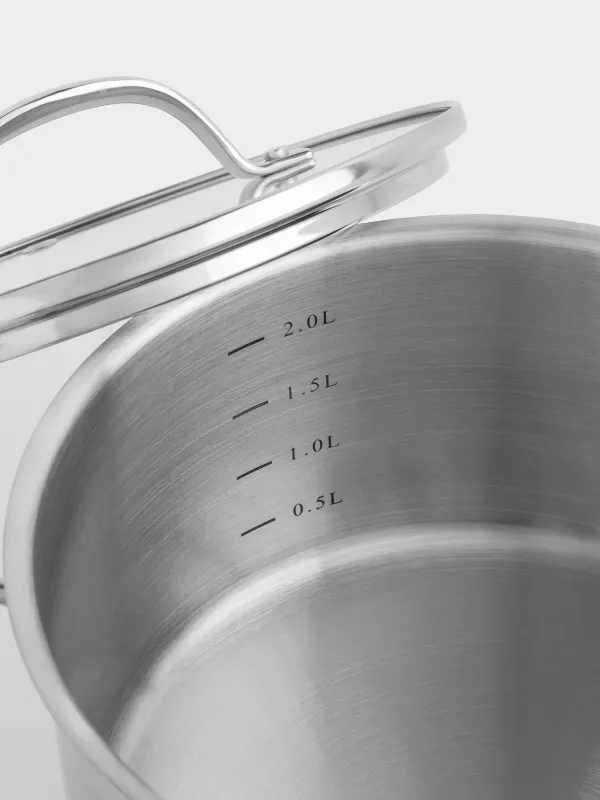 Кастрюля, 18 см, 2,5 л, с крышкой, сталь/стекло Б, Silver Stone, image-4