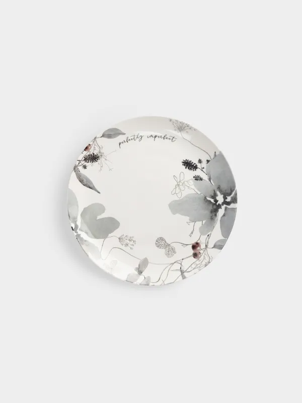 Тарелка обеденная, 27 см, фарфор N, Серые цветы, Watercolor, image-0