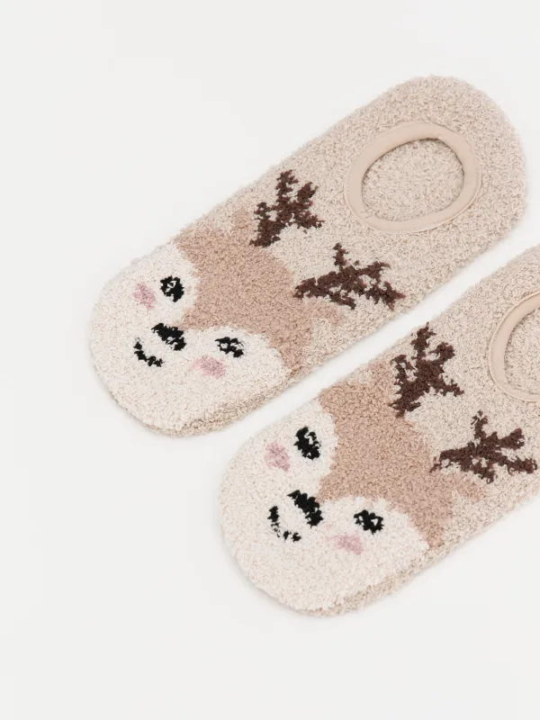 Носки домашние, бежевые, Олень, Funny, image-2