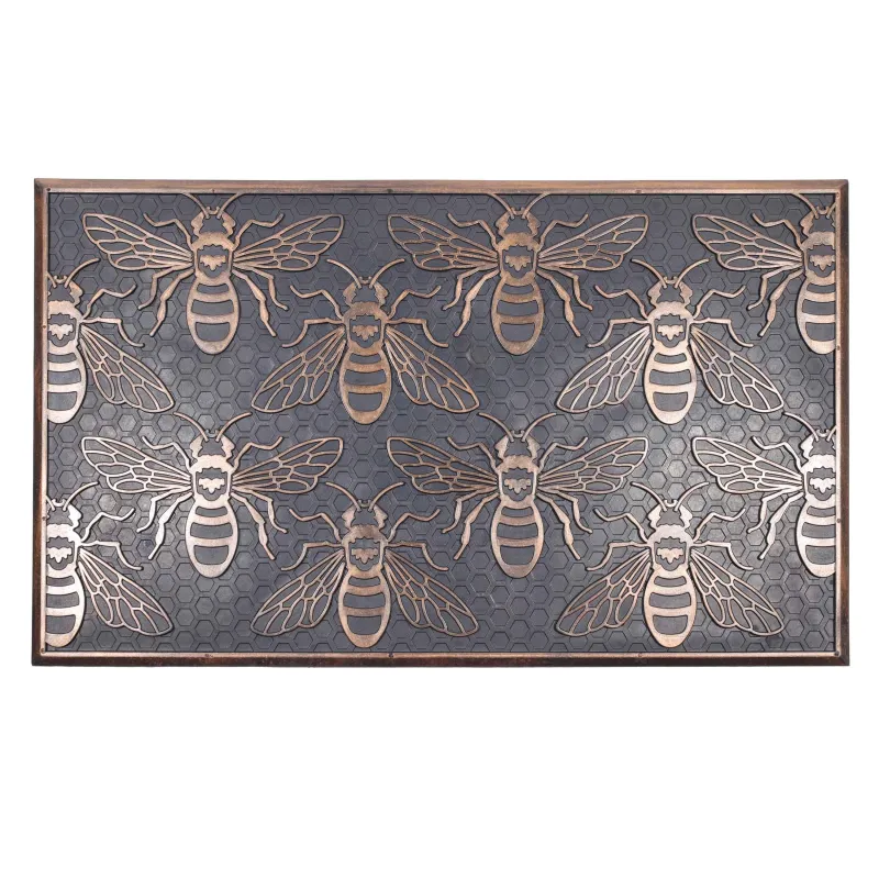 Коврик придверный, 45х75 см, резина, бронзово-черный, Пчелы, Honey