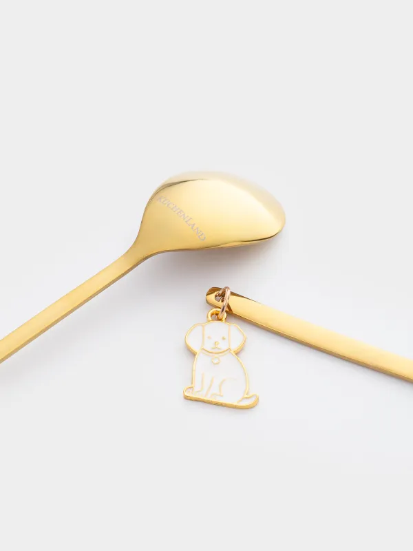 Ложка десертная, 14 см, 2 шт, сталь, золотистая, Собака/Кот, Cat, image-2