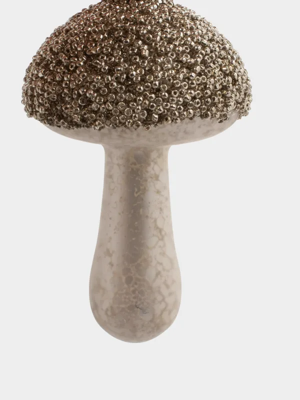 Игрушка елочная, 8х9 см, стекло, с блестками, шампань, Гриб, Figure sparkle, image-2