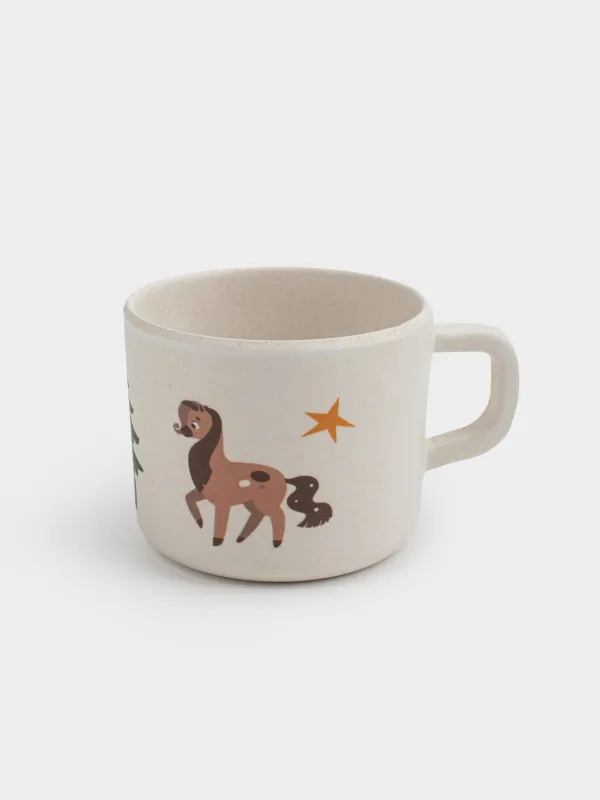 Набор посуды, детский, 1 перс, 3 пр, бамбук, красно-зеленый, Лошадки с елкой, Little horse, image-3