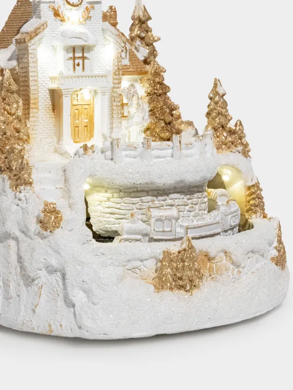 Статуэтка с подсветкой, 18х20 см, анимированная, Поезд, Christmas style, image-3