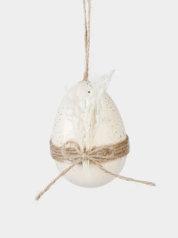 Подвеска декоративная, 8 см, пластик, молочно-золотистая, с сухоцветами, Яйцо, Natural Easter, image-1
