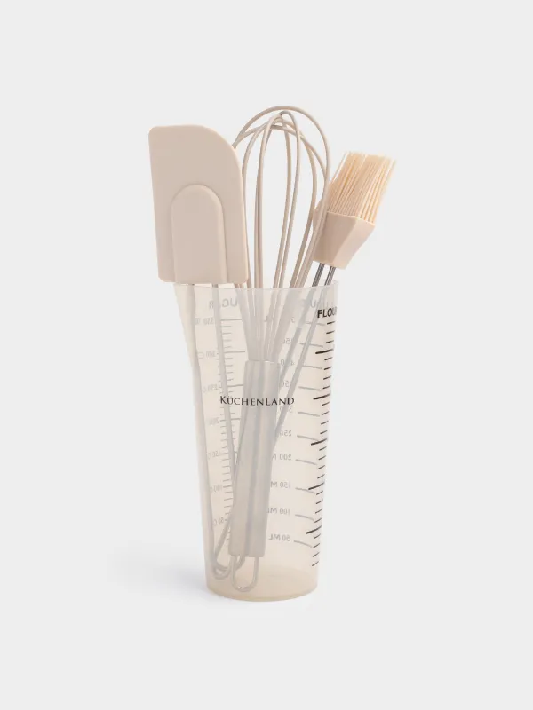 Набор для выпечки, 4 пр, с мерным стаканом, пластик/силикон/сталь, Bakery, image-0