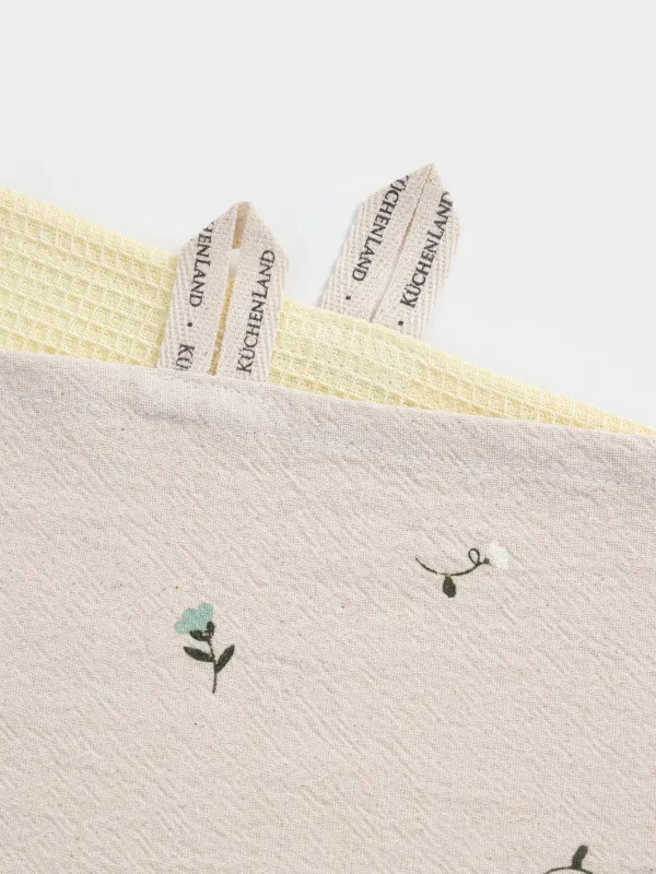 Полотенце кухонное, 40х60 см, 2 шт, хлопок, бежевое/желтое, Цветы, Meadow, image-5