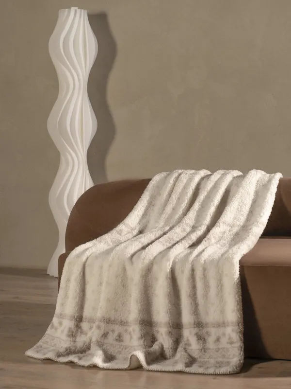 Плед, 130х170 см, шерпа, молочно-бежевый, Узоры, Sherpa, image-0