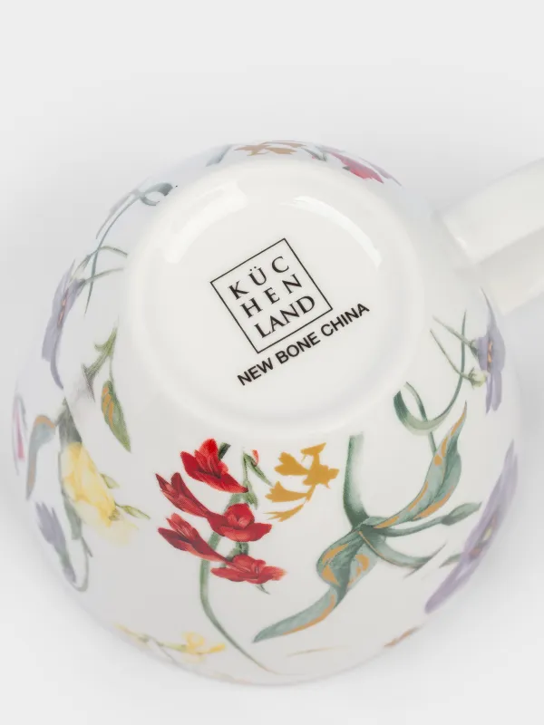 Кружка, 360 мл, фарфор N, белая, с золотистым кантом, Цветы, Night flower, image-4