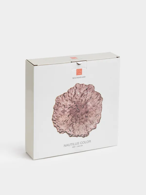 Блюдо, 25х3 см, стекло, коричневое, с золотистым кантом, Nautilus color, image-6