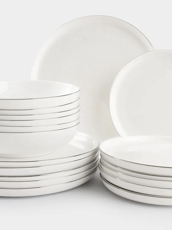 Сервиз обеденный, 6 перс, 18 пр, фарфор F, белый, Ideal silver, image-1