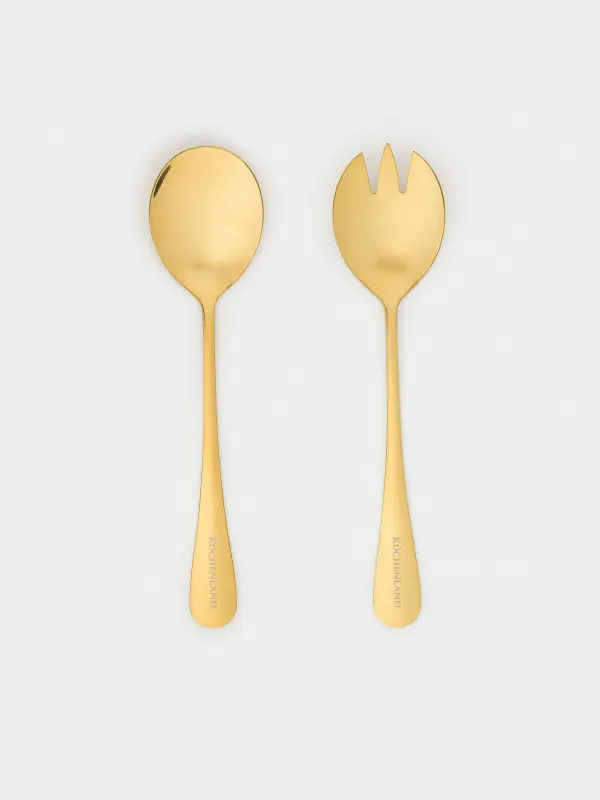 Приборы для сервировки салата, 20 см, 2 пр, ложка/вилка, сталь, золотистые, Classic gold, image-0