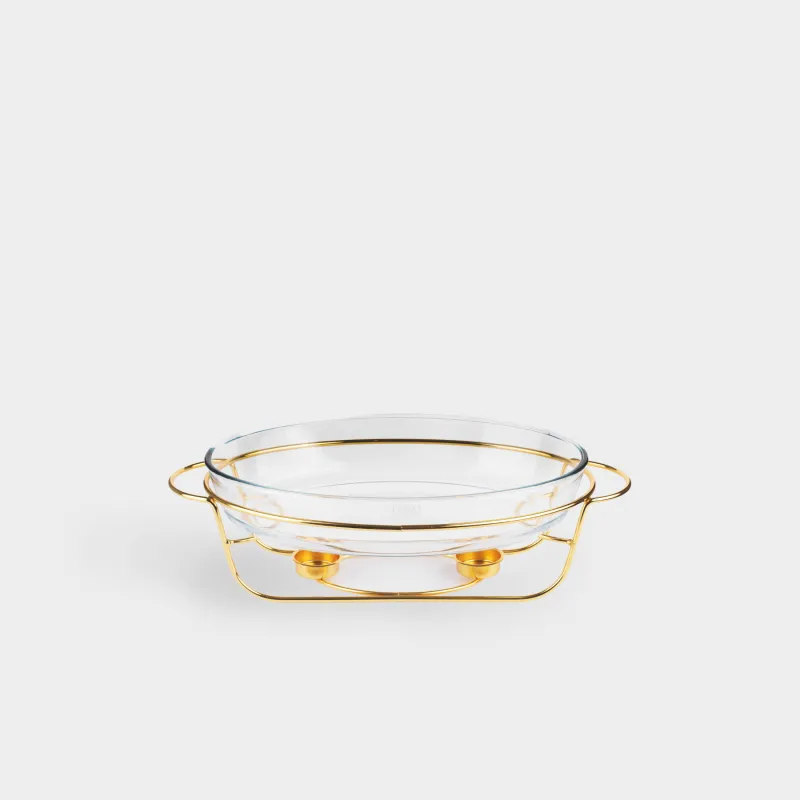 Блюдо с подогревом, 35x24 см, Classic gold