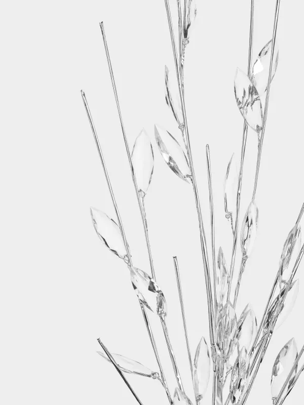 Ветка декоративная, 60 см, Серебристые кристальные листья, Crystal decor, image-3