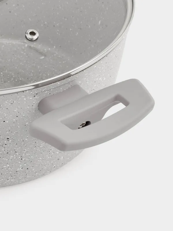 Кастрюля, 24 см, 3,9 л, с крышкой, с покрытием, алюминий, бежево-серая, Decision, image-2