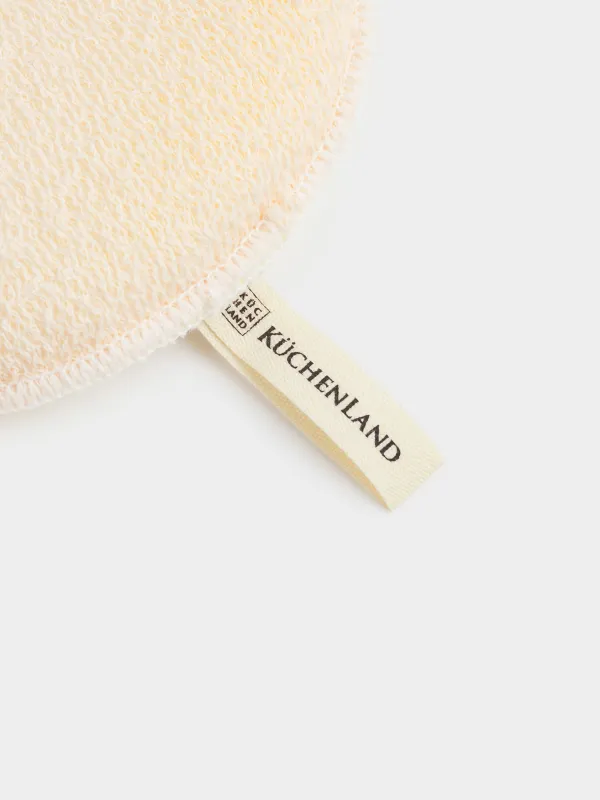 Мочалка-губка для мытья лица и тела, 13 см, с держателем, нейлон/хлопок, бежевая, Unique spa, image-3