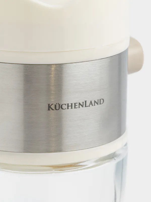 Емкость для соли или перца, 12 см, с кнопкой, стекло/пластик, молочная, Milk kitchen, image-1