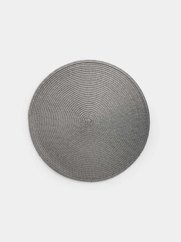 Салфетка под приборы, 38 см, полиэстер, круглая, графитовая, Ring mix, image-0