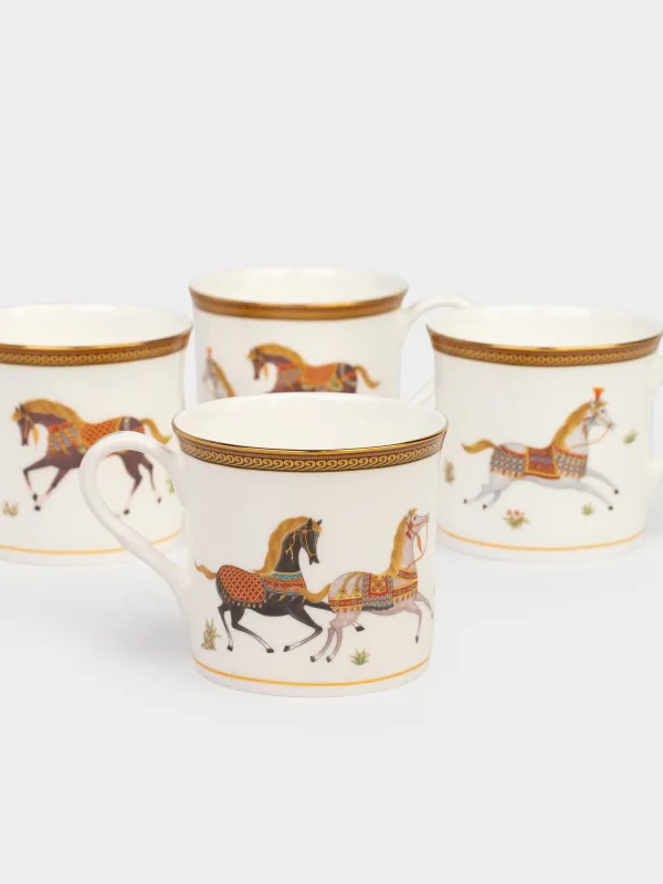 Кружка, 300 мл, 4 шт, фарфор F, белая, Лошади, Blue wind, image-9