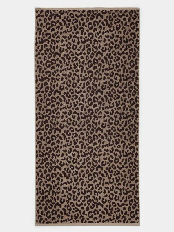 Полотенце, 70х140 см, хлопок, коричневое, Леопардовый принт, Leopard cotton, image-6