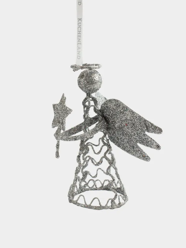 Игрушка елочная, 15 см, металл, серебристая, Ангел, Angel sparks, image-1