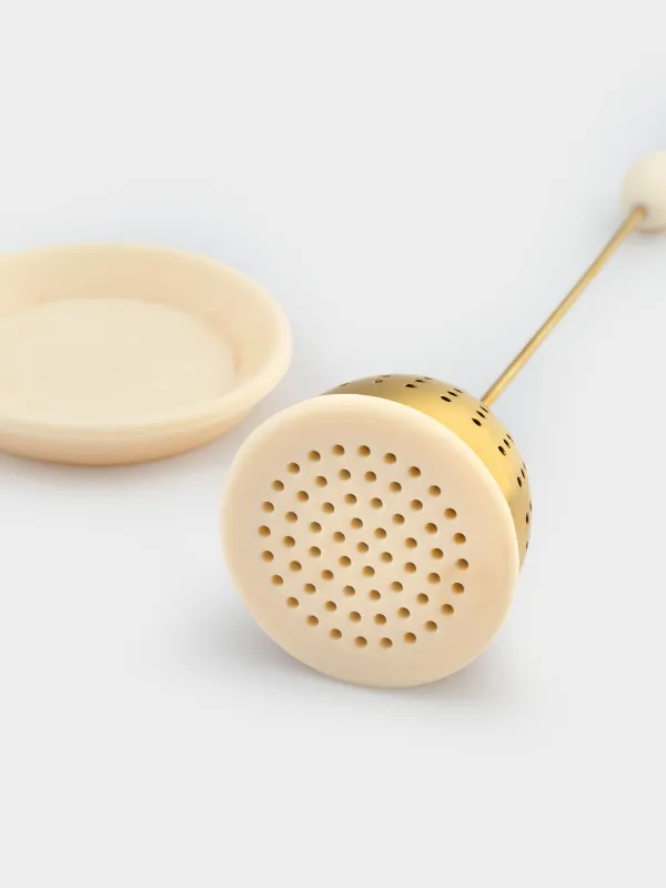 Сито для заваривания чая, 18 см, сталь/силикон, золотисто-молочное, Метеор, Meteor, image-4