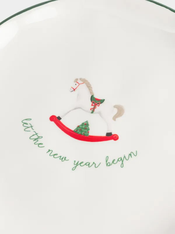 Тарелка закусочная, 21 см, керамика, Лошадка, Сhristmas green, image-3