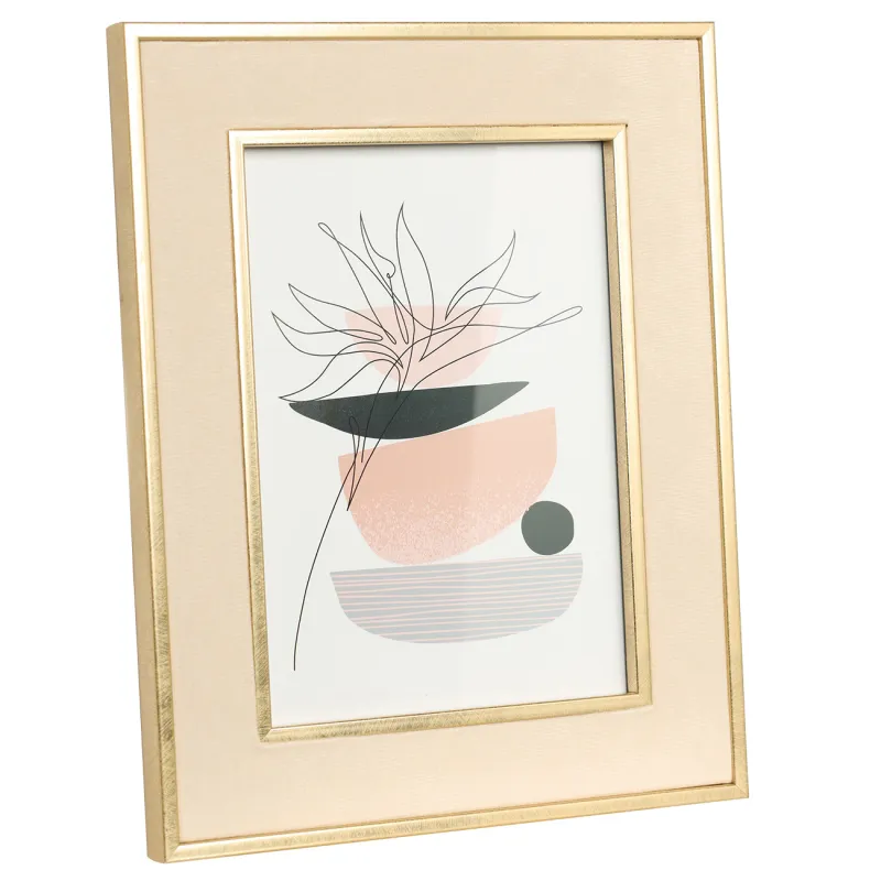 Фоторамка, 19х24 см, пластик/стекло, бежево-золотистая, Gallery