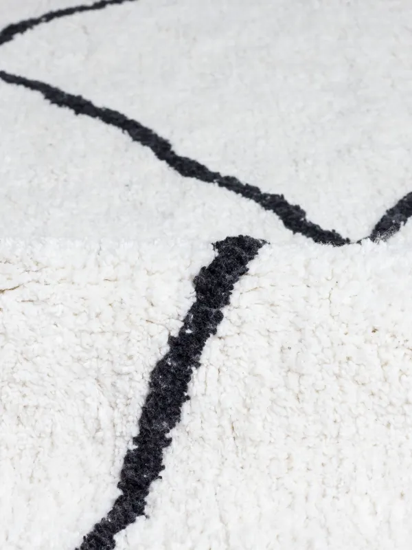 Ковер, 150х210 см, хлопок, молочный, Линии, Rhombic, image-1